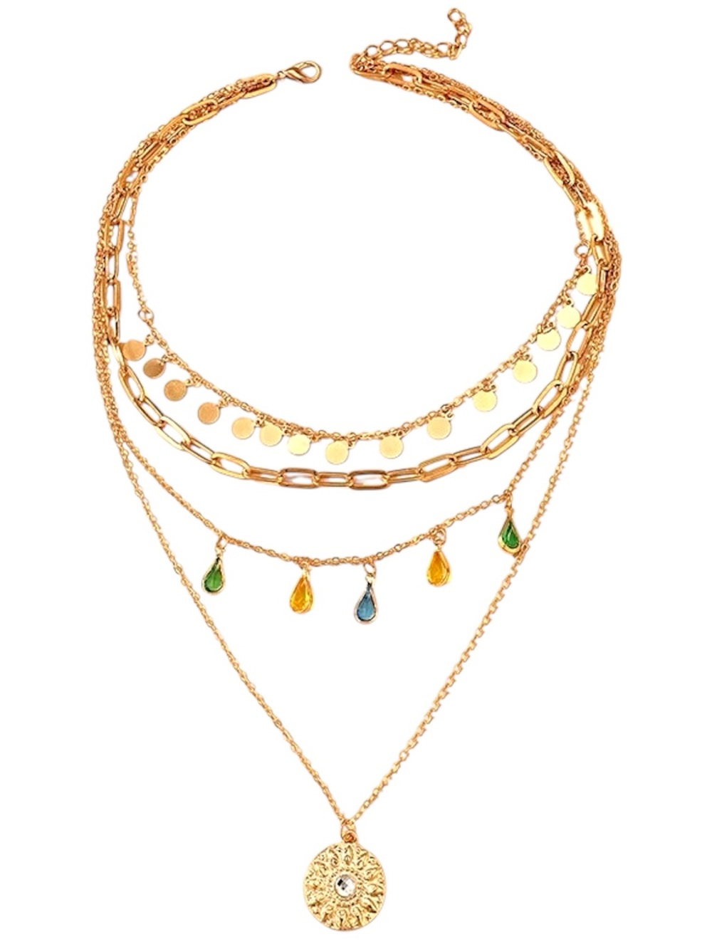 Layered Gold Charm Necklace